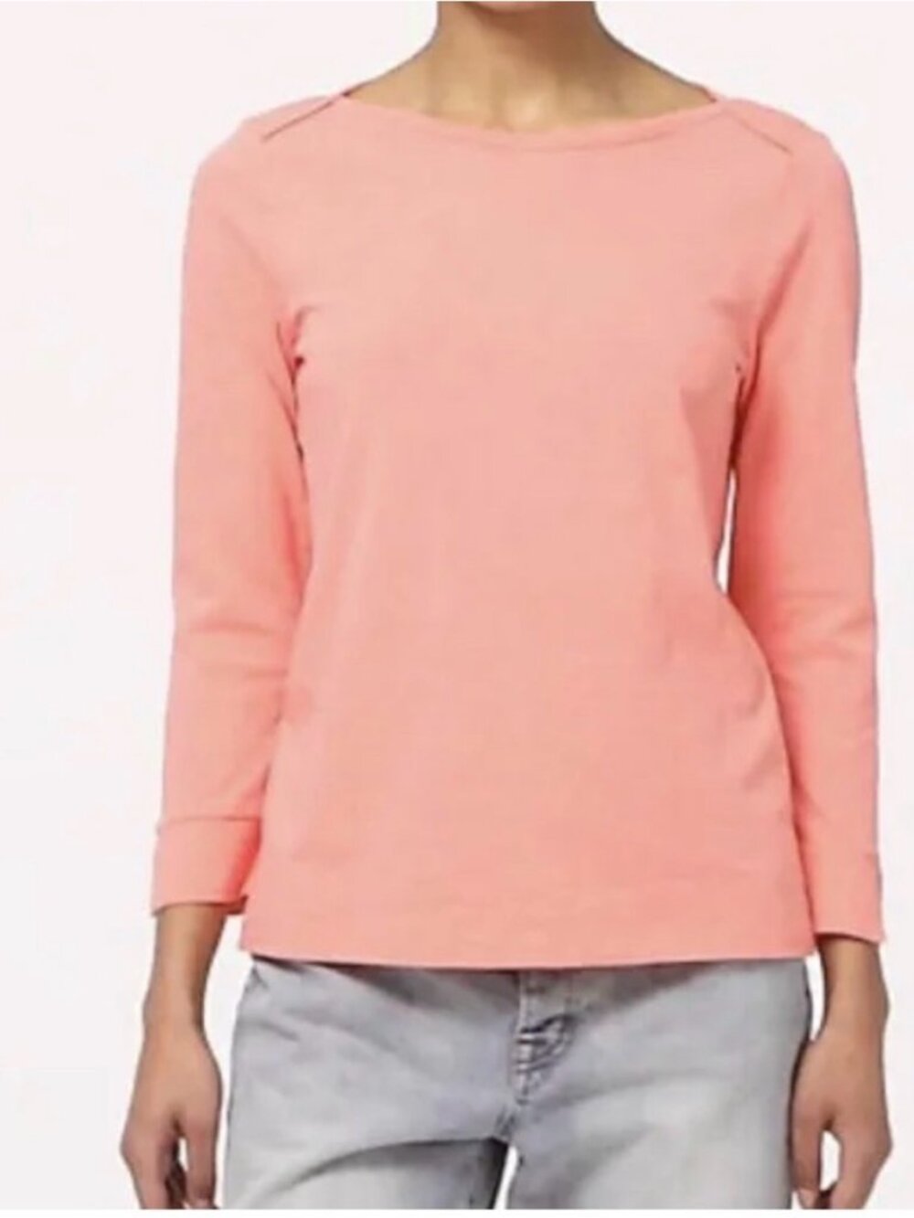 J. Crew Sz M Peach Painter Slub cotton boatneck T-shirt Pullover Blouse‎